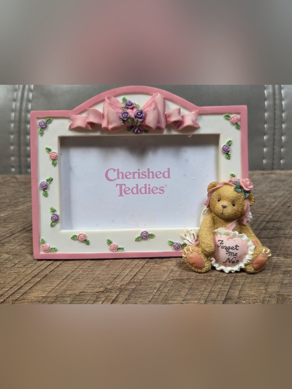 Cherished Teddies Forget Me Not Resin Picture Frame Vintage 2001 Enesco 1N